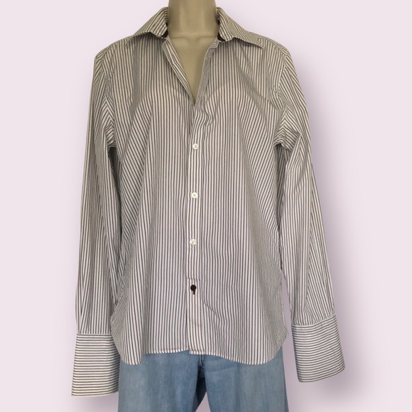 LOUIS VUITTON Button Down Long Sleeve Shirt Wide Collar & Cuff EU 39 Medium - Picture 12 of 16